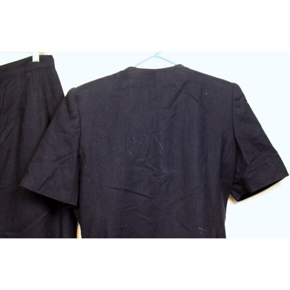 VTG 90s SBS Collection Navy Blue Silk Skirt Suit sz 12 Women Work Shoulder Pads - Picture 9 of 13